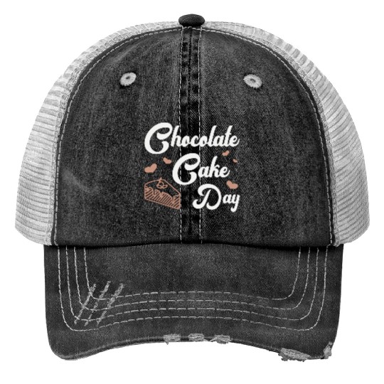 Chocolate Cake Day Dessert Sweet Delicious Fun Trucker Hats