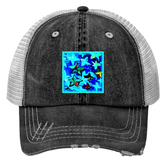 Blue Starry Night Sky Painting. Buy Now Trucker Hats