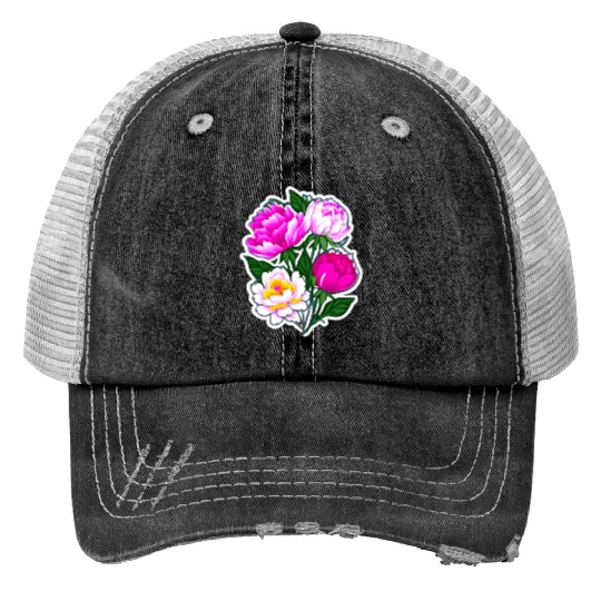 Peony Flower Art Trucker Hats