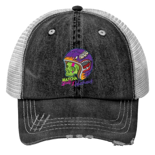 Green Skull Shark Helmet Trucker Hats