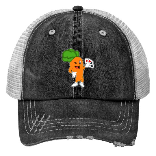 Carrot At Poker With Poker Cards Trucker Hats