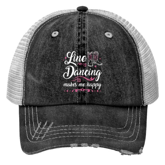 Line Dancing Makes Me Happy Country Music Western Trucker Hats