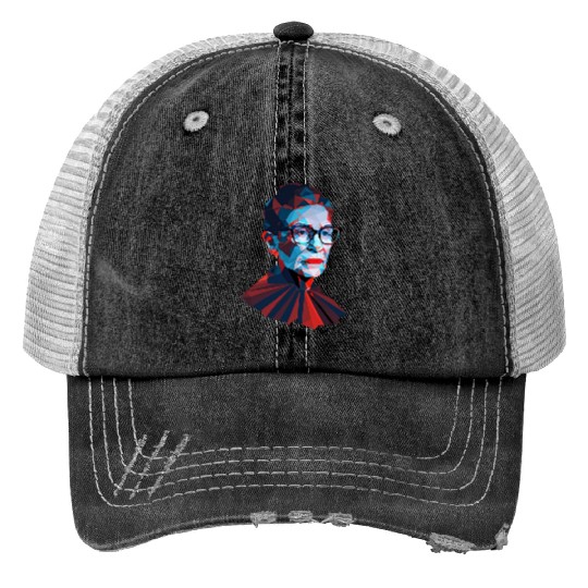 Ruth Bader Ginsburg low polygon design red blue Trucker Hats