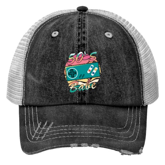 Gamer Girl Babe Retro 50s 1950 Trucker Hats