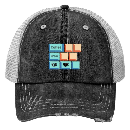 Coffee Break Keyboard Key Caffeine Lover Relatable Trucker Hats