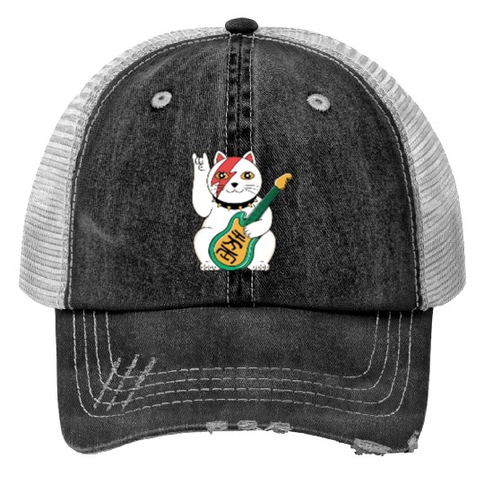 Lucky Cat Guitar Guitarist Trucker Hats