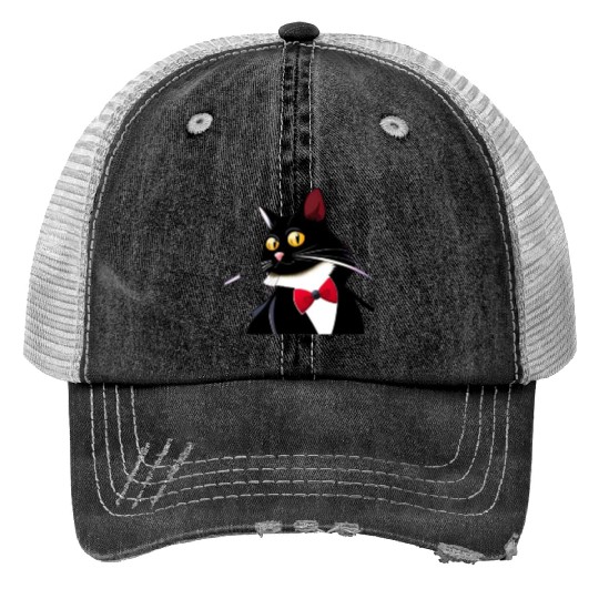 Sweet black cat Trucker Hats