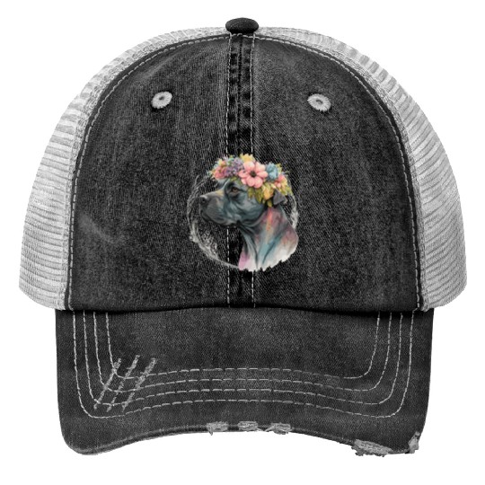 Cute Cane Corso Flower Crown Pet Dog Breed Puppy Trucker Hats