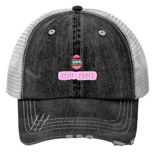Happy easter colored eggs design Trucker Hats