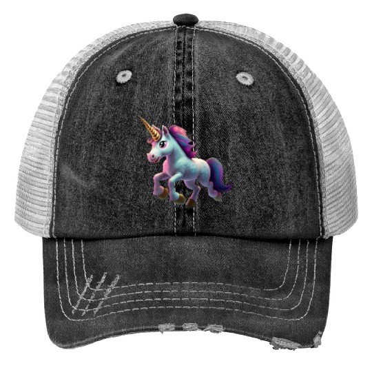 magic unicorn cartoon horse pony Trucker Hats