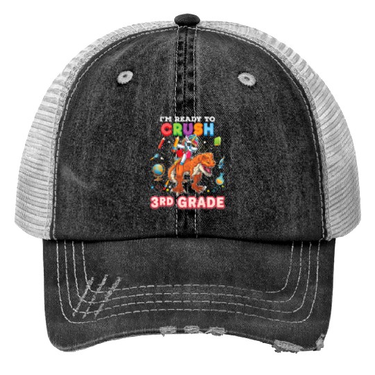 I m Ready To Crush 3rd Grade Unicorn Dinosaur Trucker Hats