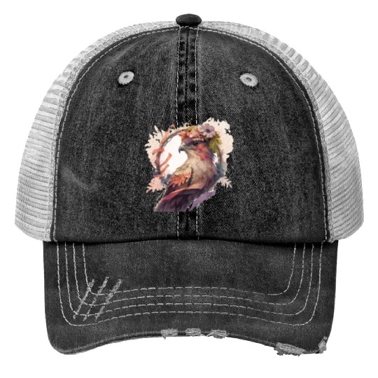 Birds Of Prey Kite Bird Flower Crown Floral Trucker Hats