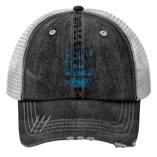 Sailboat Blueprint Old Ocean Sailing for Sailors Trucker Hats
