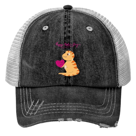 Valentine's day, dinosaur valentine pink heart Trucker Hats