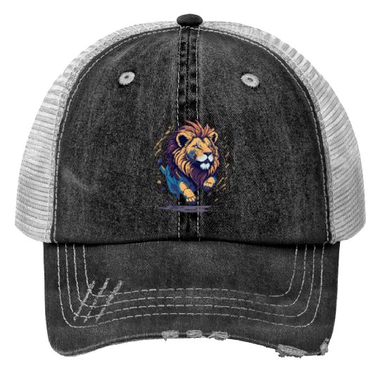 Running furious lion Trucker Hats