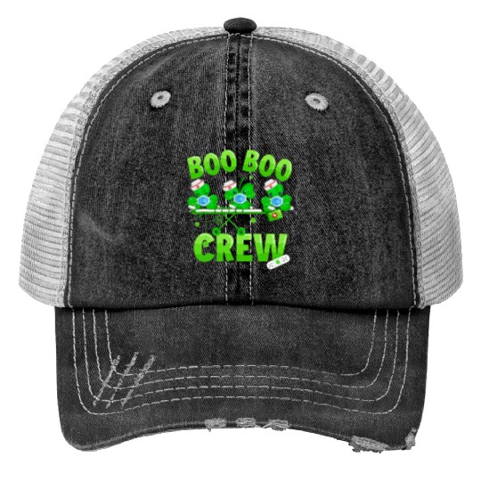 Boo Boo Crew Nurse St Patricks Day Shamrock Trucker Hats