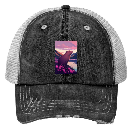 Capybara Nature Capibara Trucker Hats