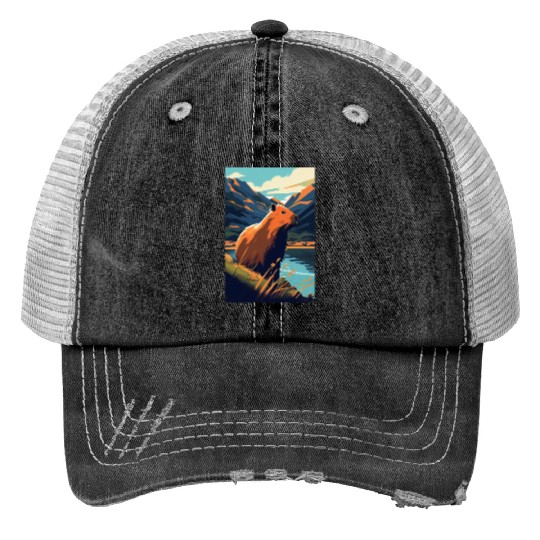 Capybara Nature Capibara Trucker Hats
