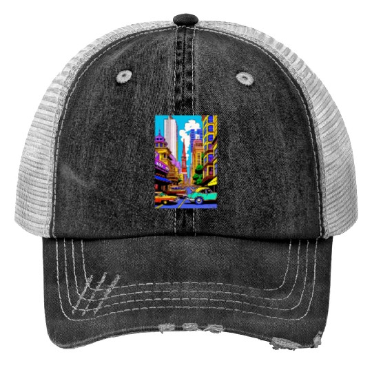 "Maximalist Chaos: chaotic stunning San Francisco Trucker Hats