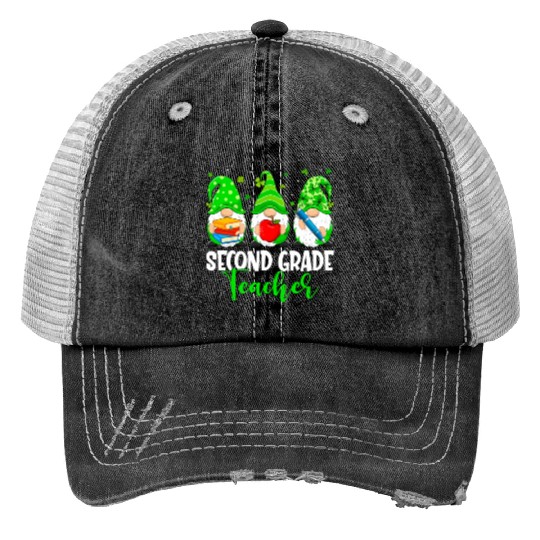Gnomes 2Nd Grade Teacher Squad St Patricks Day Sch Trucker Hats