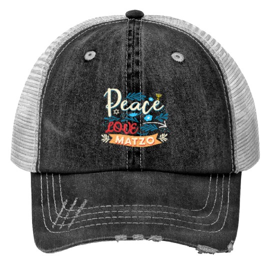 Passover Peace Love Matzo Funny Seder Jewish Holid Trucker Hats