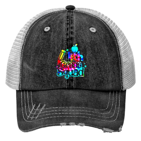 Tie Dye 4th Grade Squad Back To School Teachers Trucker Hats