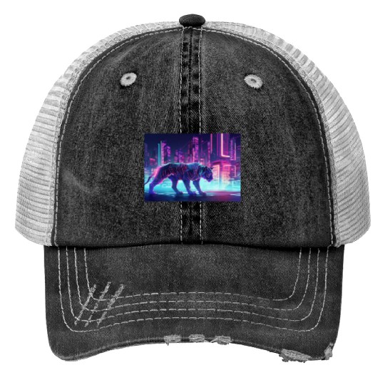 Futuristic Tiger Trucker Hats