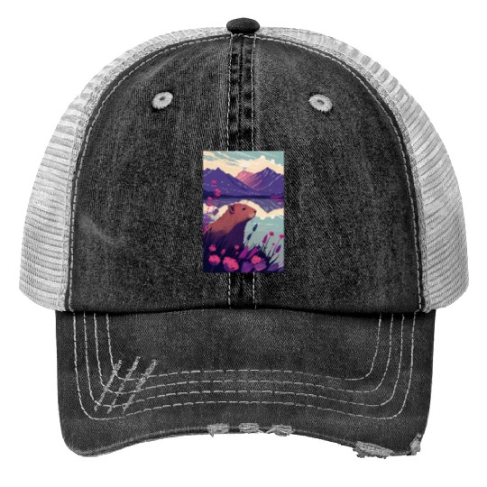 Capybara Nature Capibara Trucker Hats