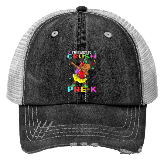 pre k hello pre-k first day back to school Melanin Trucker Hats