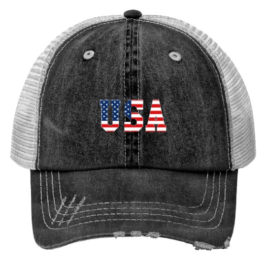 Usa Patriotic American Flag Red White Blue Trucker Hats