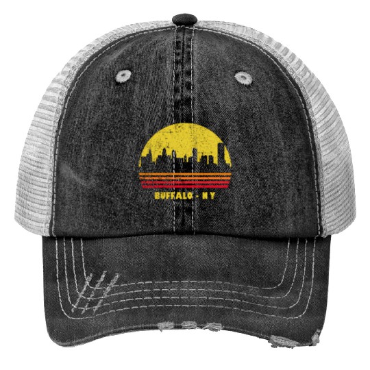 Sunset Buffalo Ny yline Trucker Hats
