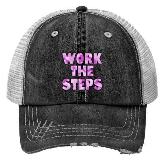 Work the Steps purple camo Trucker Hats