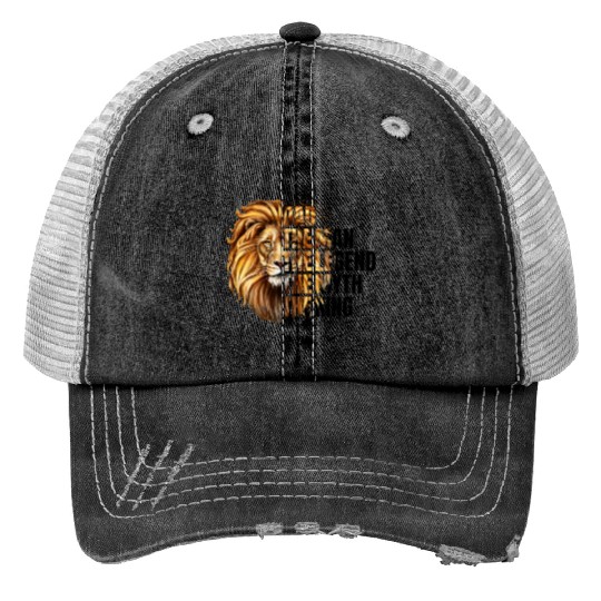 Dad the Man the Legend Leopard Lion Png Trucker Hats