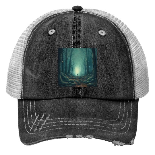 Emerald Serenity: Twilight's Verdant Embrace Trucker Hats