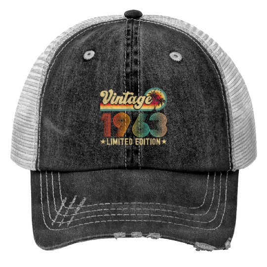 60 Year Old Vintage 1963 60Th For Wo Trucker Hats