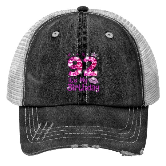 Vintage Happy 92 It'S My Crown Lips Trucker Hats