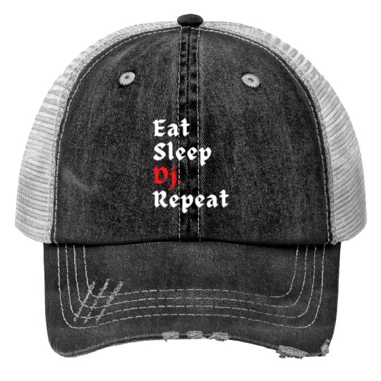 Eat Sleep Work Repeat 1 Trucker Hats