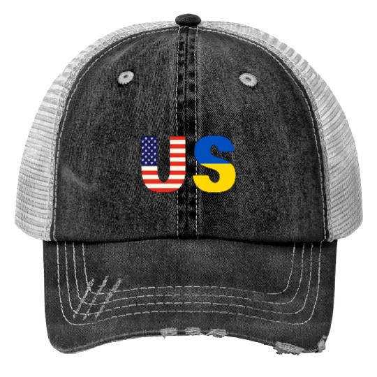 Flag Of Usa And Ukraine Ukrainian Americans Patrio Trucker Hats
