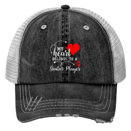 I Love My Guitar Player Husband Wife Valentines Trucker Hats
