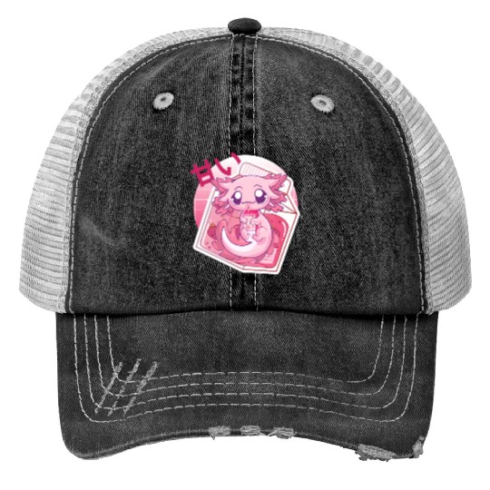 Axolotl Pastel Goth Strawberry Milk Shake Anime Ja Trucker Hats