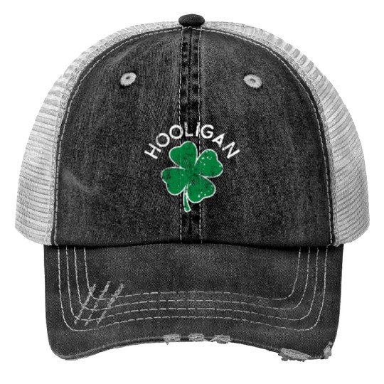 Hooligan Squad Lucky C St Patrick'S Day Distress Trucker Hats