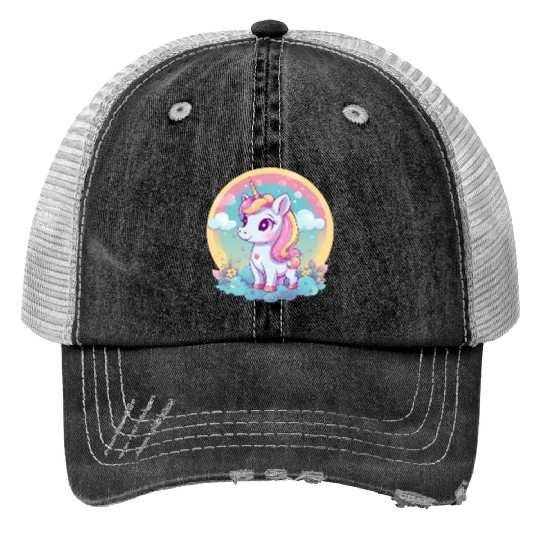 Unicorn Rainbow Sunset Trucker Hats