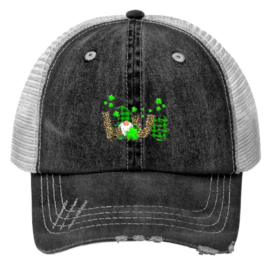Bleached Love St Patric Day Gnomes Shamrock For Trucker Hats