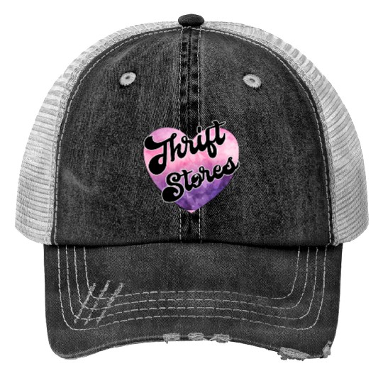 Thrift Stores purple pink watercolor Trucker Hats