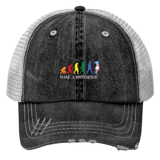 Gay Pride LGBT Human Evolution Gay Trucker Hats