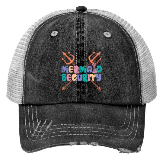 Mermaid Security Spear Decorations Fantasy Mermaid Trucker Hats