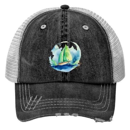 Boat Boating Sailor Sailboat Sailing Yachting Trucker Hats