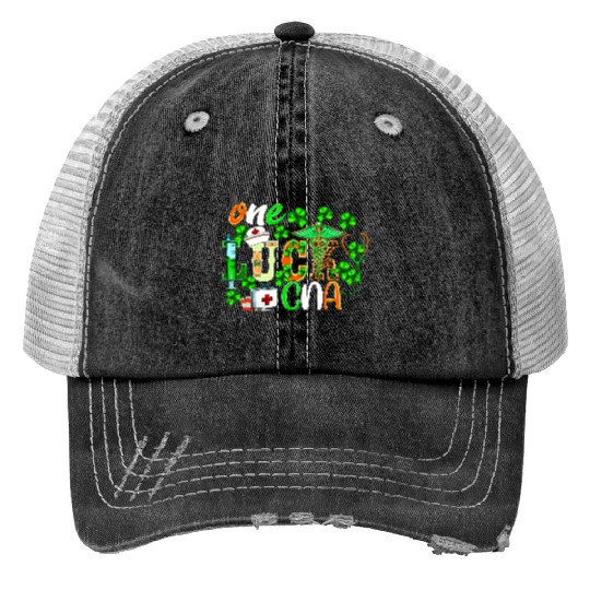 St Patrick'S Day One Lucky Cna Leopard Trucker Hats