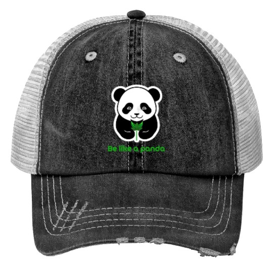 Be a vegan be like a panda. Vegan print Trucker Hats