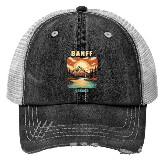 Vintage Retro Canadian Banff National Park Trucker Hats
